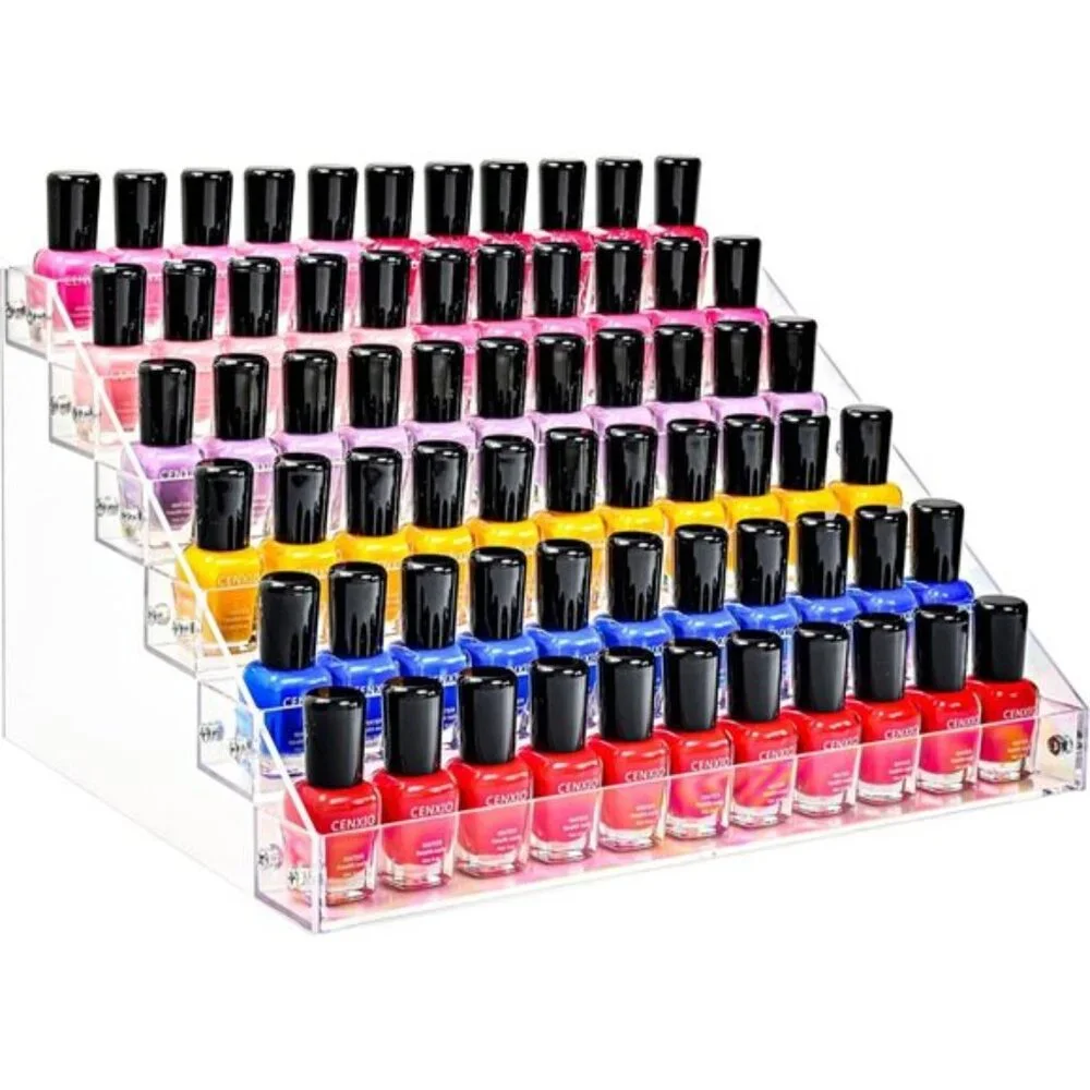 New 6-Layer Acrylic Organizer Rack, Clear Stand for Nail Polish, Oils, Lipsticks